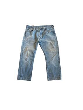 Levi's 501 Light Wash Straight Leg Jeans Men's W38 Hemmed Vintage Fade 2015